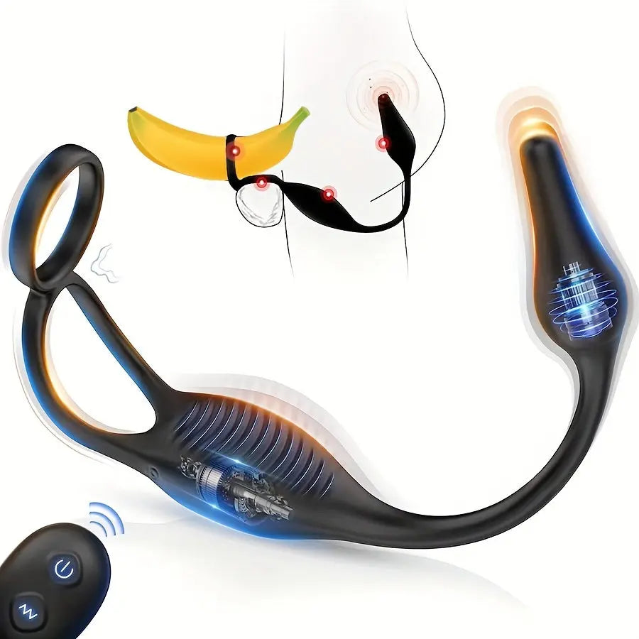 4 In 1 Male Sex Toys Penis Ring With Remote Control Butt Plug 7 Vibrating Modes Sweetstoy