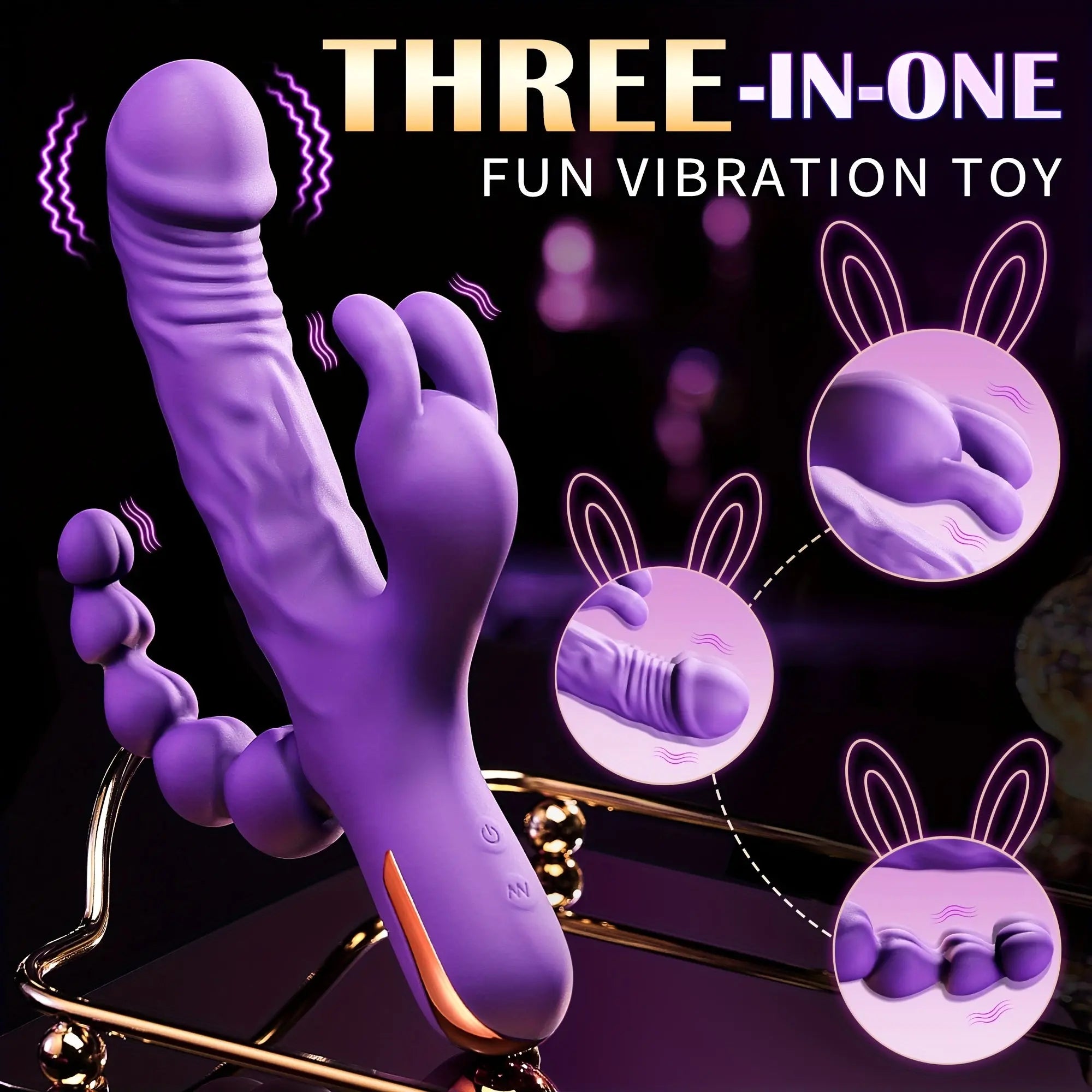 G-Spot Rabbit Vibrator Clitoris Stimulator, Vaginal Anal Dildo Massager With 10 Frequency Modes For Women Masturbation Sweetstoy