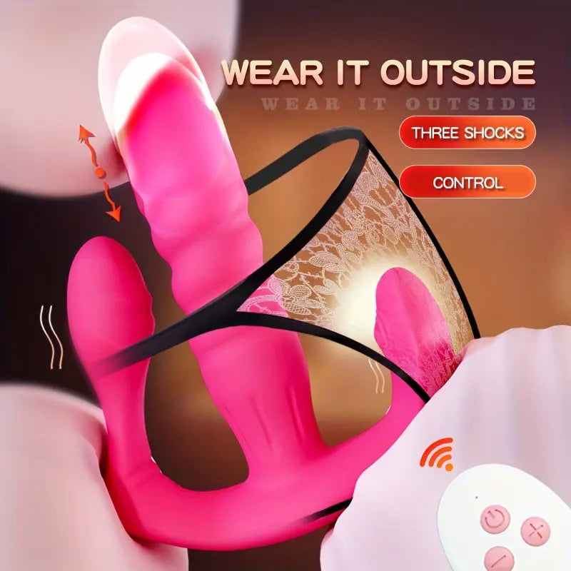 3 Retractable Wearable Vibrator for Vaginal And Anal Penetration And Clitoral Stimulation Sweetstoy