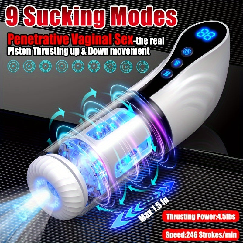 Male Masturbation Cup with 9 Sucking & Vibrating & Rotating Modes