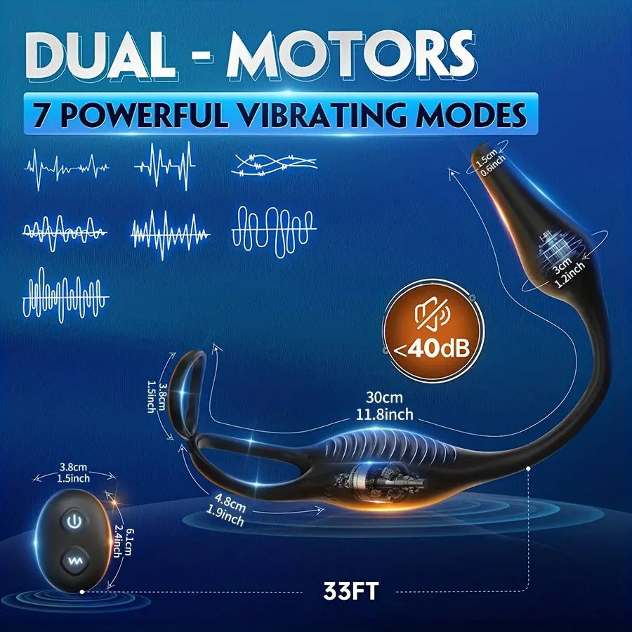 4 In 1 Male Sex Toys Penis Ring With Remote Control Butt Plug 7 Vibrating Modes Sweetstoy