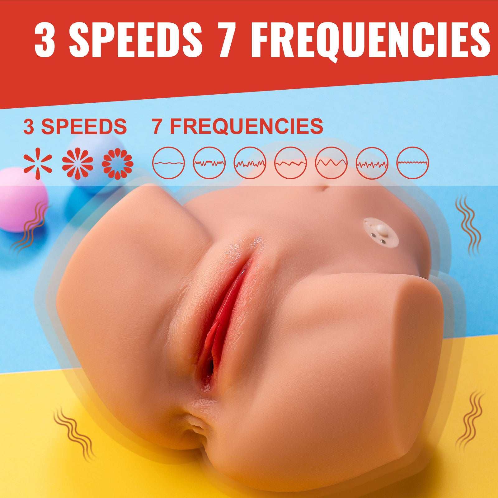 4.4lb electric realistic butt 3 speeds and 7 frequencies dual channel