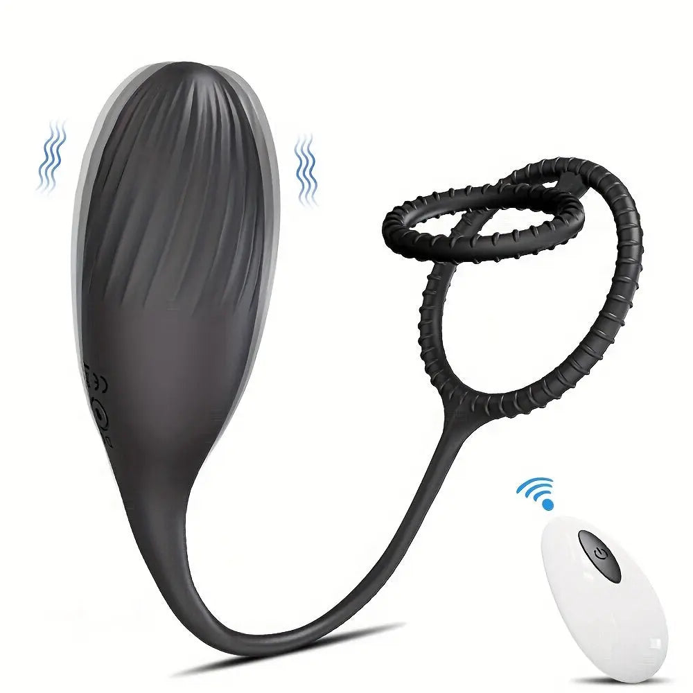 3-in-1 Prostate Massager With Double Penis Rings, 10 Vibration Modes Wireless Remote Control Anal Plug Sweetstoy
