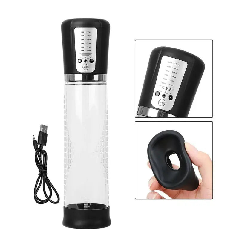 Self-sucking penis pump with vaginal sleeve - black Sweetstoy
