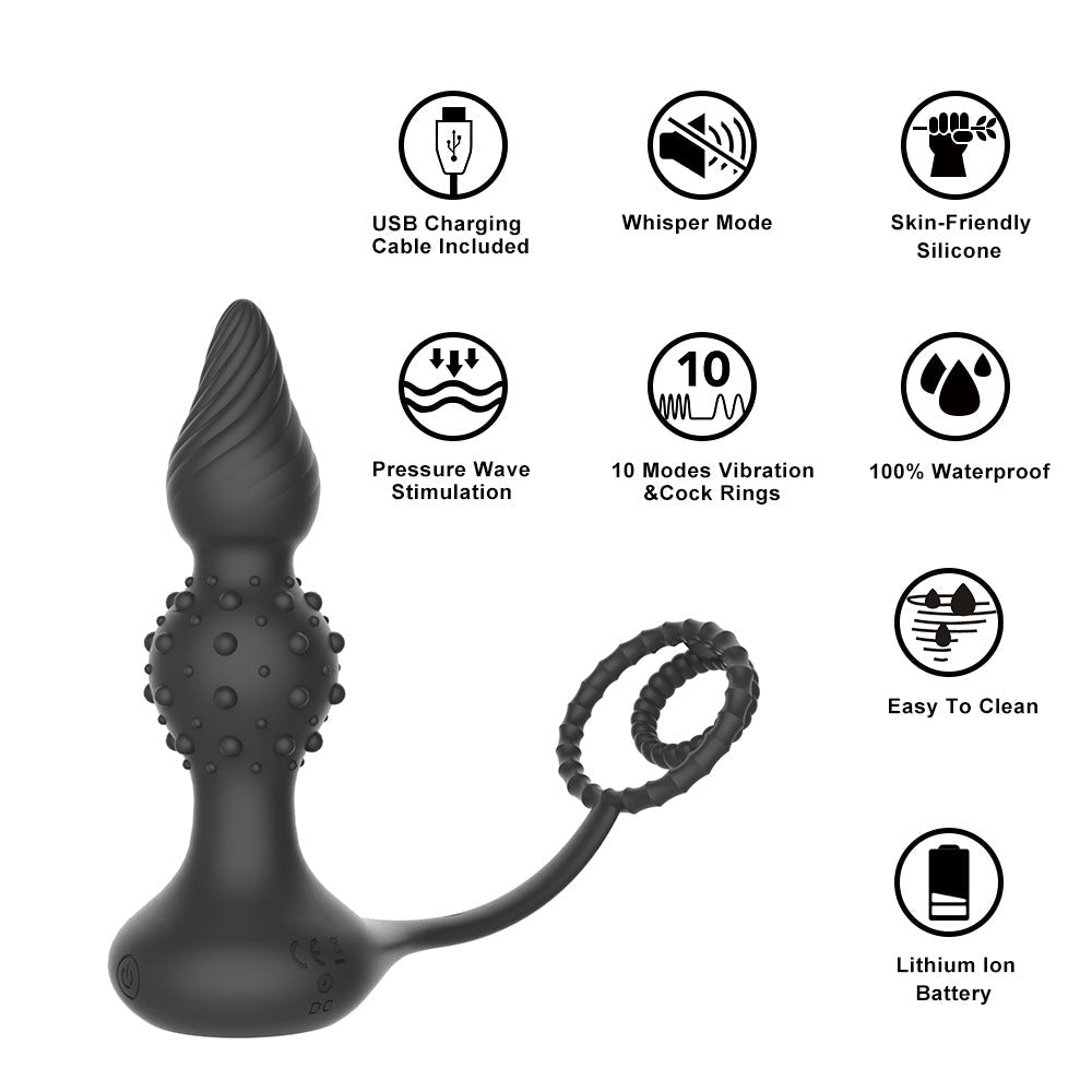 Remote Control Anal Beads โ Silicone Vibrating Butt Plug with Thrusting Motion