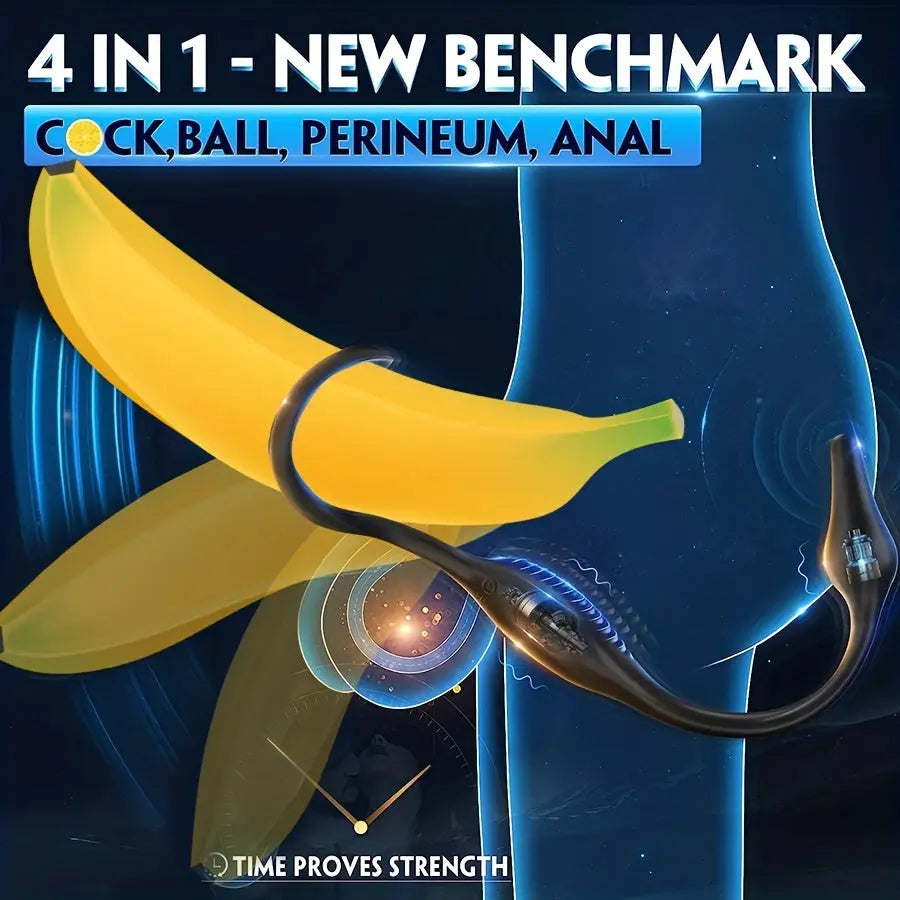 4 In 1 Male Sex Toys Penis Ring With Remote Control Butt Plug 7 Vibrating Modes Sweetstoy