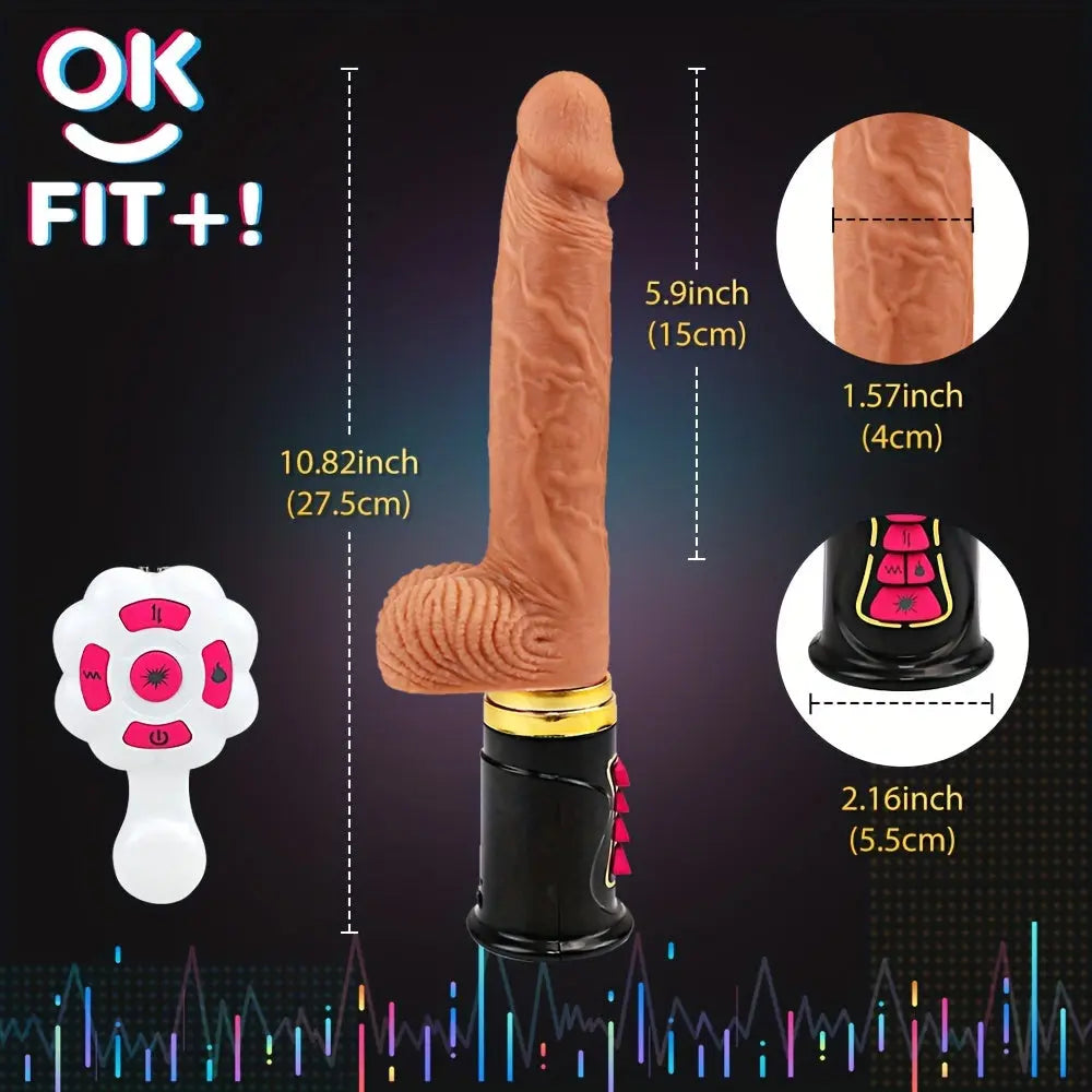 Realistic Vibrating Dildo with Strong Suction Cup,Heating Function 6 Telescopic & 8 Vibrating Modes Sweetstoy