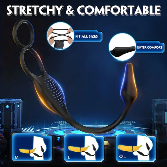 4 In 1 Male Sex Toys Penis Ring With Remote Control Butt Plug 7 Vibrating Modes Sweetstoy