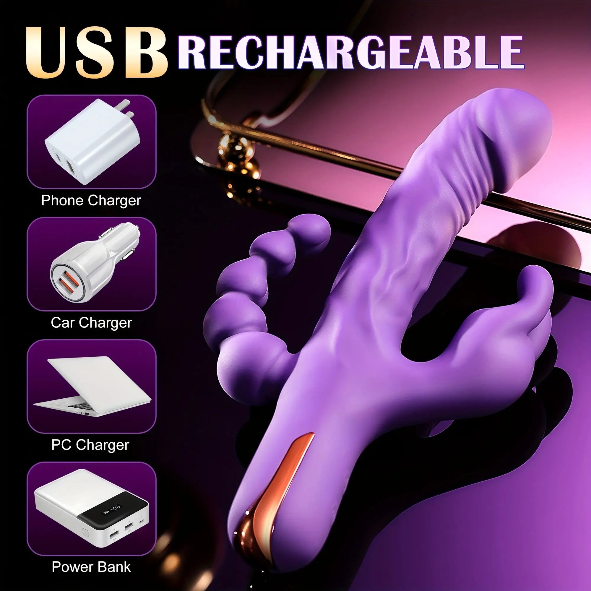 G-Spot Rabbit Vibrator Clitoris Stimulator, Vaginal Anal Dildo Massager With 10 Frequency Modes For Women Masturbation Sweetstoy