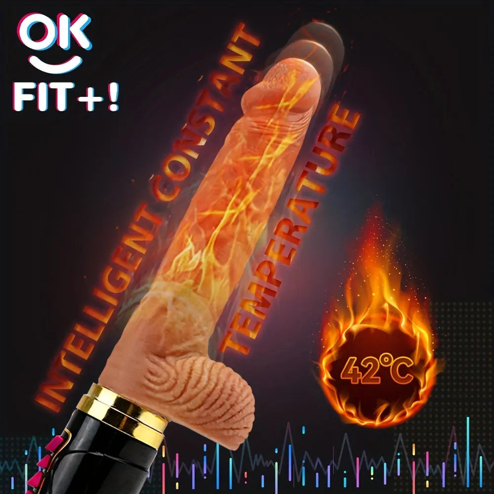 Realistic Vibrating Dildo with Strong Suction Cup,Heating Function 6 Telescopic & 8 Vibrating Modes Sweetstoy