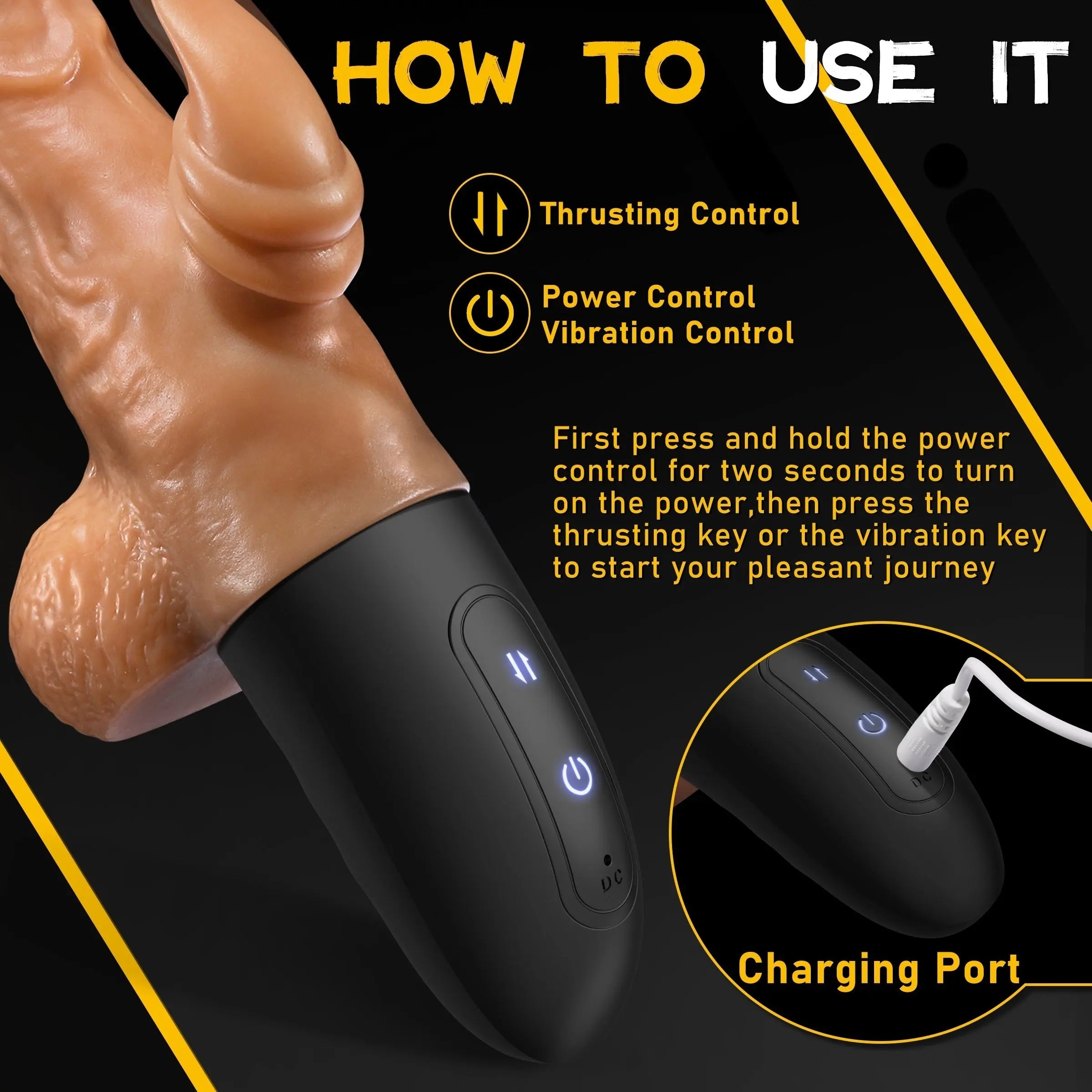 Handheld Dildo Vibrator Realistic G-spot Clitoral Vibrating 3 Thrusting & 7 Vibrating Modes Sweetstoy