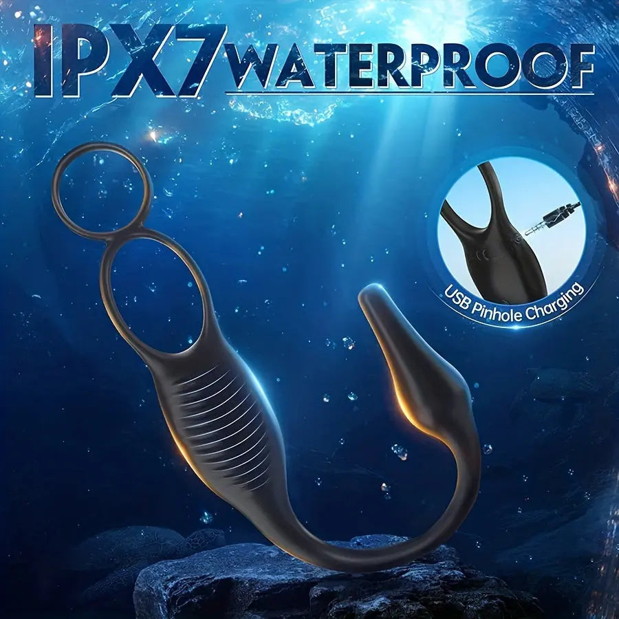 4 In 1 Male Sex Toys Penis Ring With Remote Control Butt Plug 7 Vibrating Modes Sweetstoy