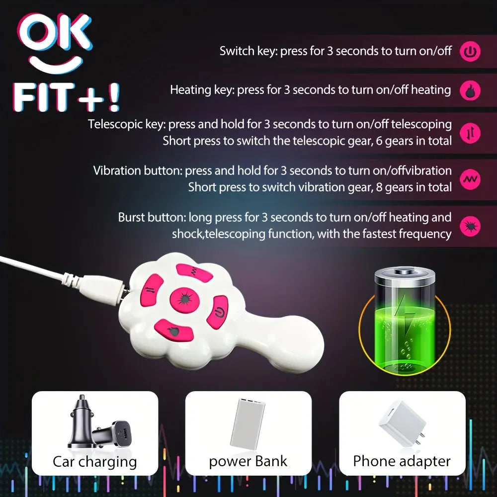 Realistic Vibrating Dildo with Strong Suction Cup,Heating Function 6 Telescopic & 8 Vibrating Modes Sweetstoy
