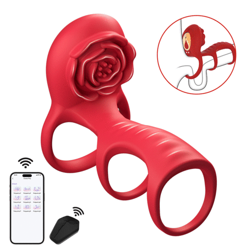 Ejaculation Delaying Cock Ring with Triple-Cockring Design and 7 Vibration Functions