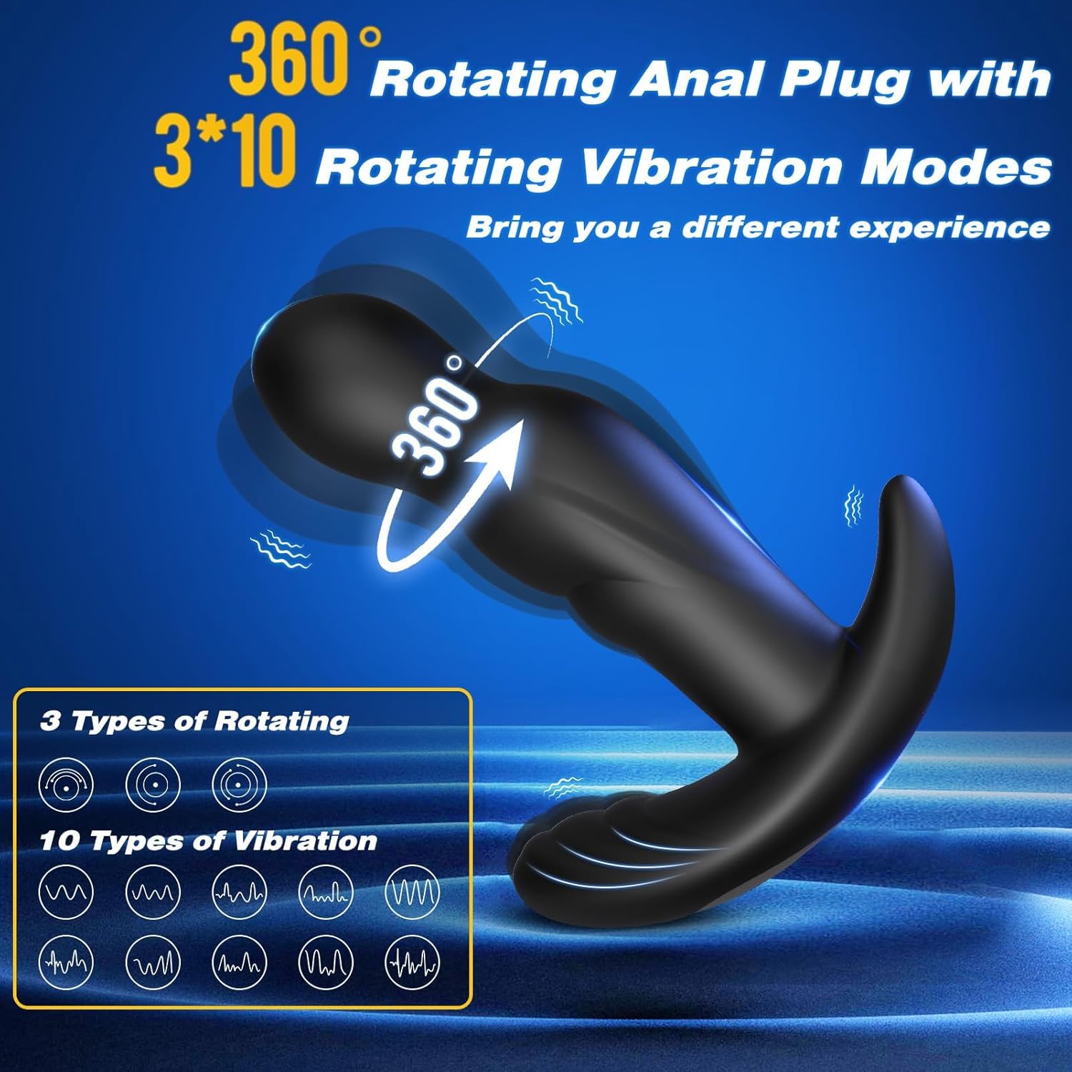 360° Rotating Vibrating Massager – 3 Rotation & 10 Modes with Remote Control