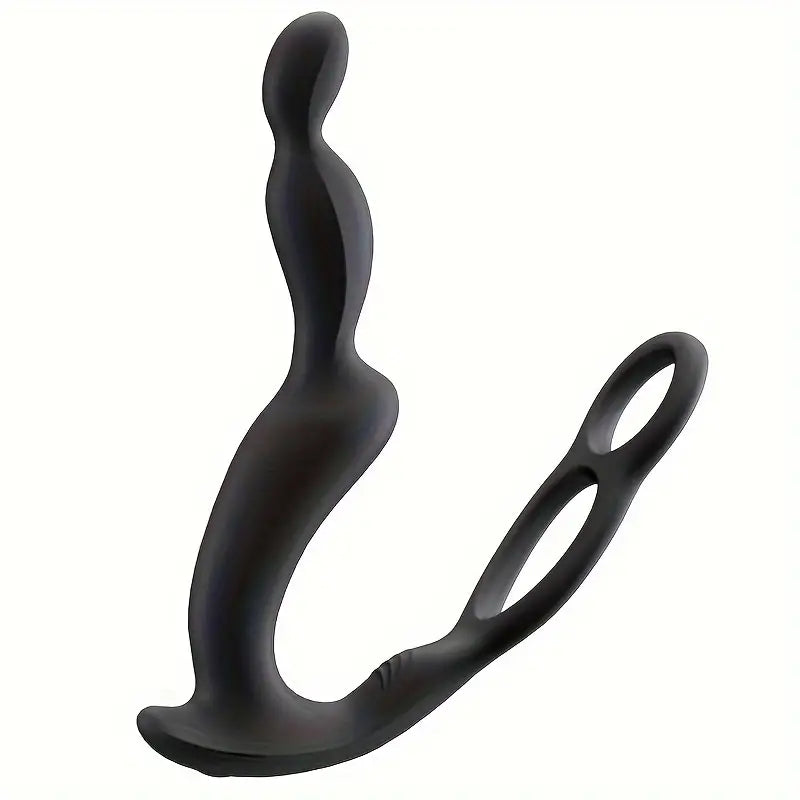 Vibrator With Double Penis Ring Prostate Pubic Double Point Straight Intestine Massager Anal Plug