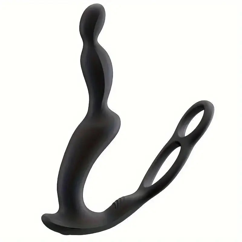 Vibrator With Double Penis Ring Prostate Pubic Double Point Straight Intestine Massager Anal Plug Sweetstoy