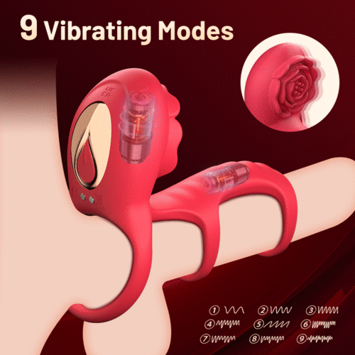 Ejaculation Delaying Cock Ring with Triple-Cockring Design and 7 Vibration Functions