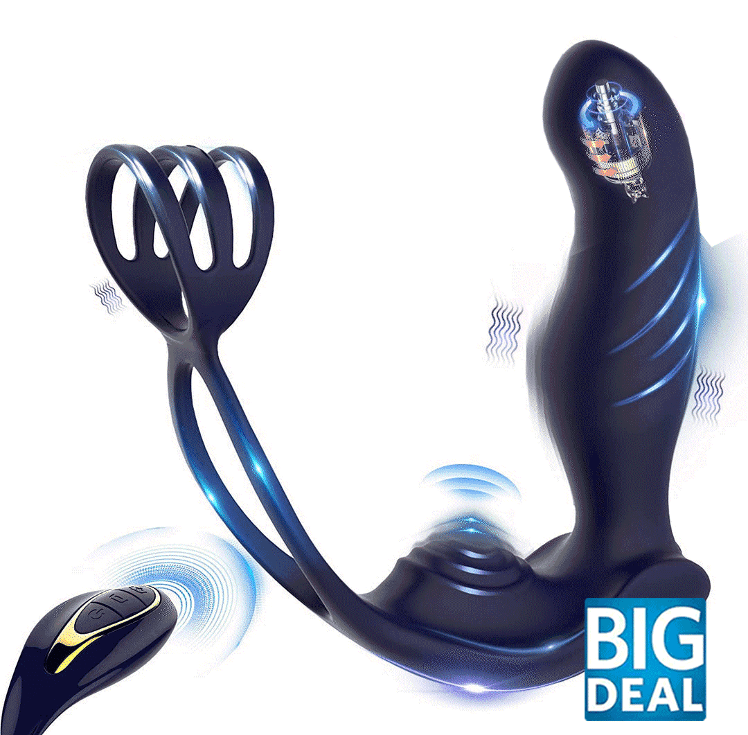 3 in 1 Vibrating Butt Plug Anal Vibrator with Dual Penis Rings Sweetstoy