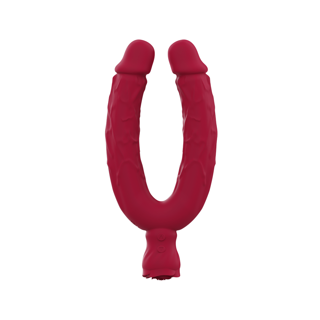 Y-Lover Double-Sided Rose Bloom Vibrator – Dual-End Dildo for Internal & External Pleasure