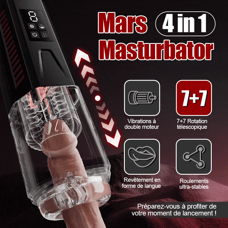 Mars Oral Dominator – 4-in-1 Masturbator with Dual Motors (7 Vibration, 7 Rotation, Thrusting)