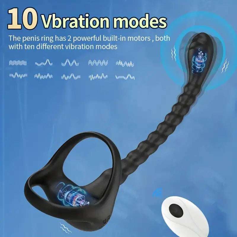 Anal Butt Plug Cock Ring Prostate Stimulator with Remote Control 10 Vibrating Modes Sweetstoy