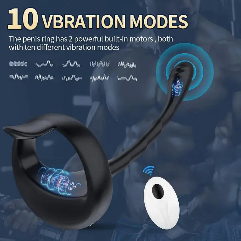 Vibrating Cock Ring Taint Stimulator With Double Bullet, Remote Control Anal Butt Plug Prostate Massager Penis Ring Male Vibrators Sweetstoy