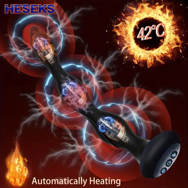 Bendable Electric Anal Plug Pulse Heating Prostate Massager Sex Toys 3-in-1 Sweetstoy