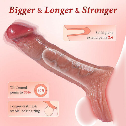 10-Mode Remote Control Penis Sleeve Vibrator with Dual Cock Rings