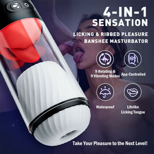 Male Masturbator Stroker with App Control 9 Tongue Licking and Vibration Modes