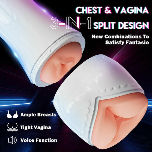 3 IN 1 Vioce Auto Masturbation Cup & Pocket Pussy - 5 Sucking & 7 Vibrating Modes