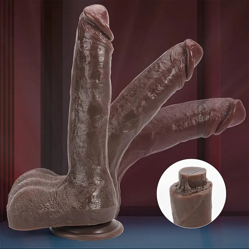 Realistic Dildo Silicone Massive Dildo With Strong Suction Cup For Hands-Free Play, Big Anal Dildo With Veined Shaft Firm Balls
