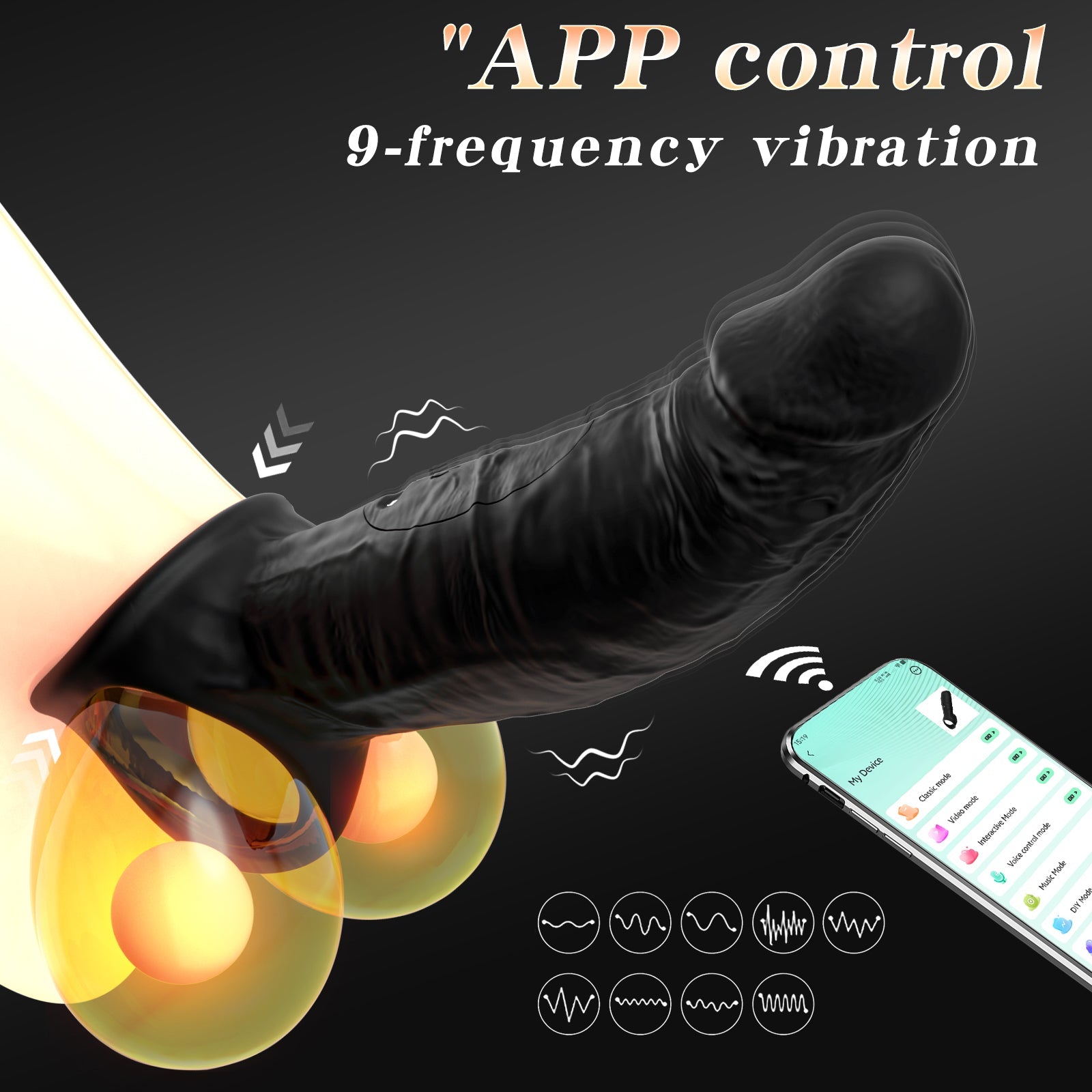 App-Controlled Vibrating Black Penis Sleeve & Cock Ring – Comfortable Fit, Locked-In Pleasure