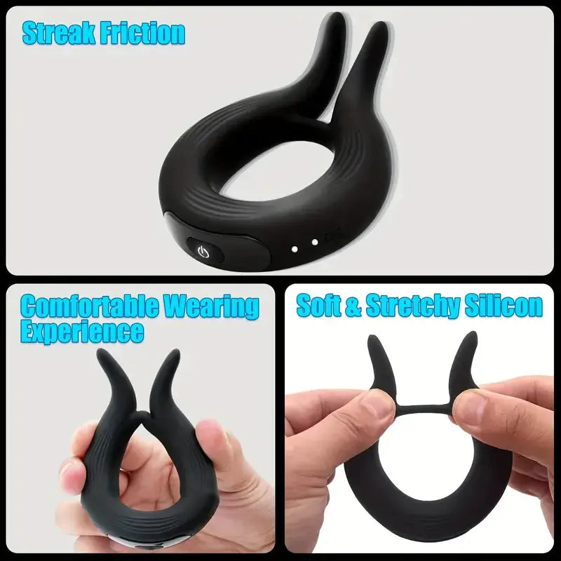 Vibrating Cock Ring, Penis Rings With 10 Vibration Modes, Rabbit Design Silicone Stretchy Couple Vibrator Erection Pleasure Enhance Sweetstoy