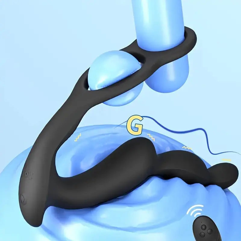 Vibrator With Double Penis Ring Prostate Pubic Double Point Straight Intestine Massager Anal Plug Sweetstoy