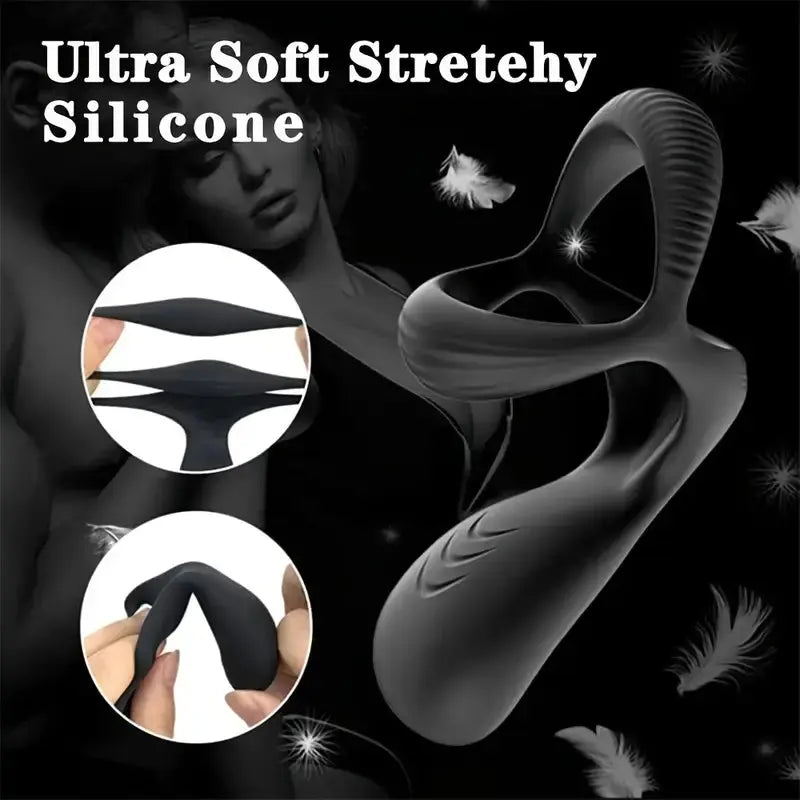 Vibrating Cock Ring, Silicone Penis Rings With 10 Intense Vibration Modes Sweetstoy