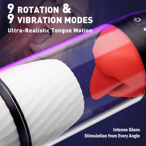 Male Masturbator Stroker with App Control 9 Tongue Licking and Vibration Modes