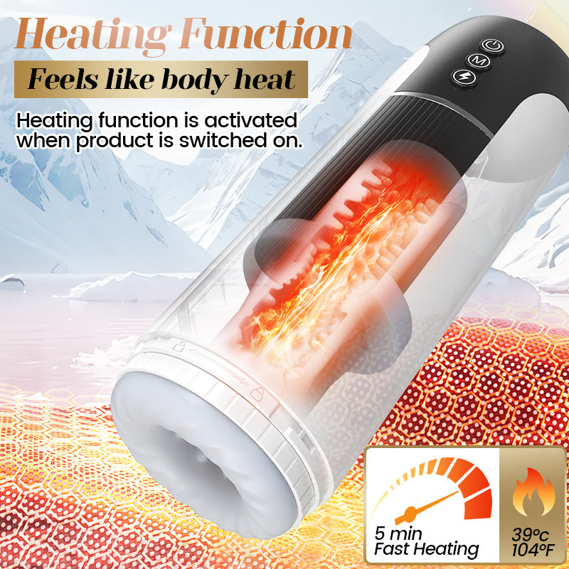 4 In 1 Male Masturbator Stroker 7 Vibrating & Thrusting Modes Heating & Vioce Function