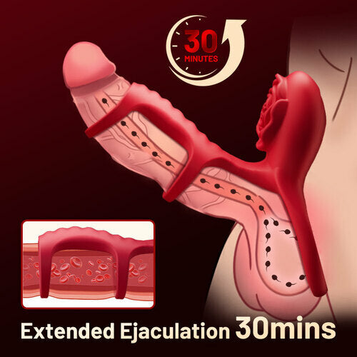 Ejaculation Delaying Cock Ring with Triple-Cockring Design and 7 Vibration Functions