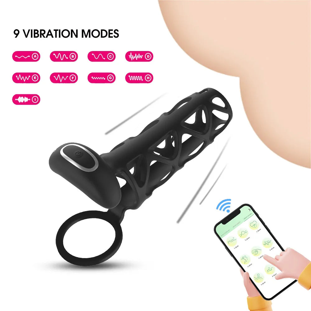APP Control Vibrating Penis Ring Penis Sleeve Delay Ejaculation