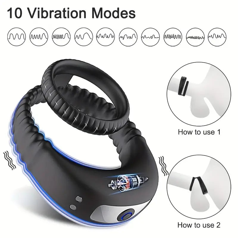 Silicone vibration lock semen ring massage ring diamond ring double ring Sweetstoy