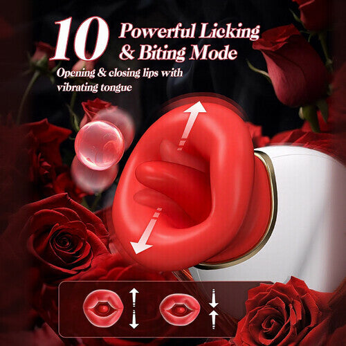 4 in 1 Clitoral Vibrator Mouth Inspired Tongue Action with Licking Biting Sucking and Vibration Modes