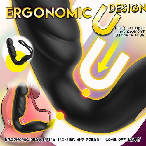 Male Prostate Massager with Dual Cock Ring: 7 Pulsing & 12 Vibrating Modes