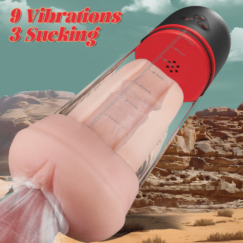 S-HANDE 9-Vibration 9-Suction Pussy-Shaped Sleeve Male Enlargement Pump
