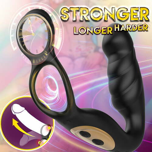 Male Prostate Massager with Dual Cock Ring: 7 Pulsing & 12 Vibrating Modes