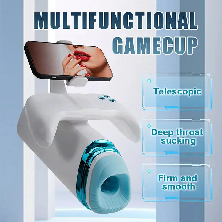 Gamecup Pro Heating Thrusting Vibrating Penis Stroker With Handles And Phone Holder Sweetstoy