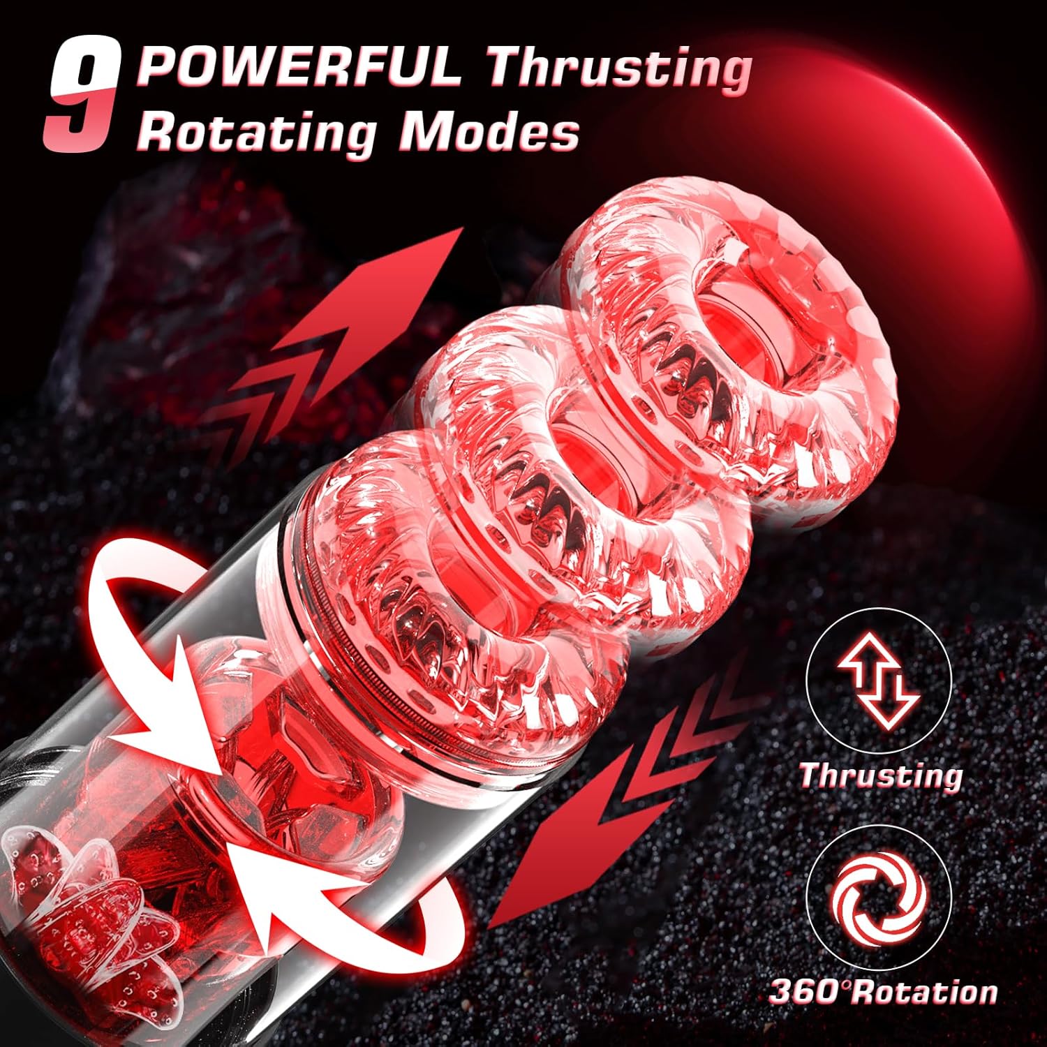 9 Thrusting & Rotating  & Sucking Licking Modes Male Stroker