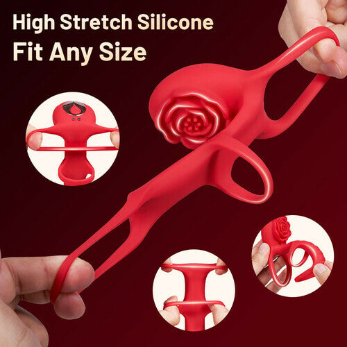 Ejaculation Delaying Cock Ring with Triple-Cockring Design and 7 Vibration Functions