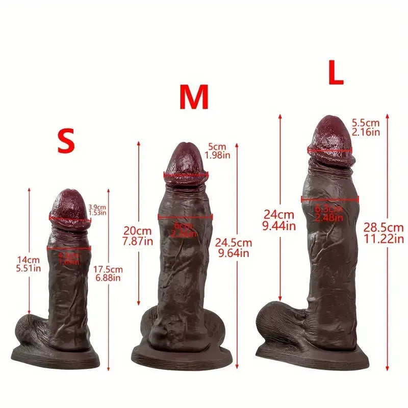 Huge Dildo Black Penis, Multiple Sizes, Large Suction Cup, Ultra-soft, Ultra-stable Liquid Silicone Safe Sweetstoy