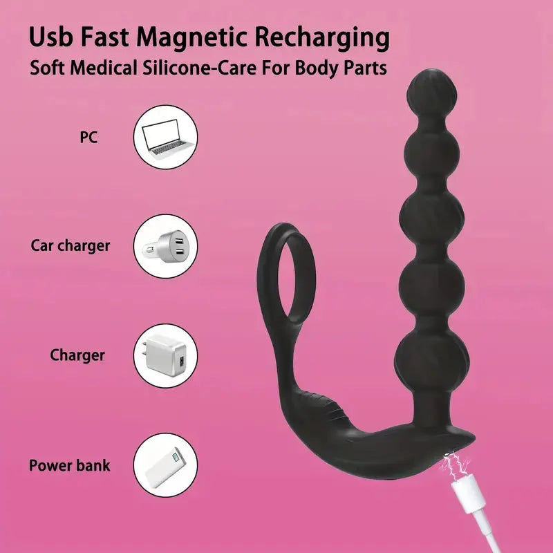 1pc Anal Plug Vibrator With Penis Ring Sex Toys, Male Prostate Massage Vibrator Anal Plugs Penis Ring Delay Ejaculation Vibrator Wireless Control Sex Toys For Men And Women Sweetstoy